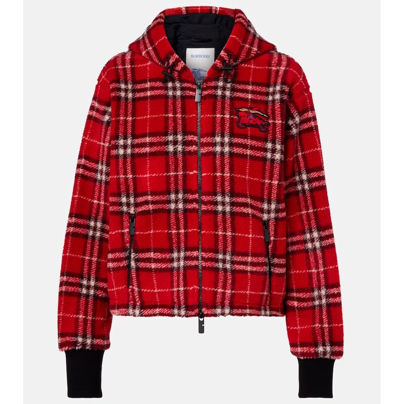 Burberry Burberry Check hooded wool-blend jacket