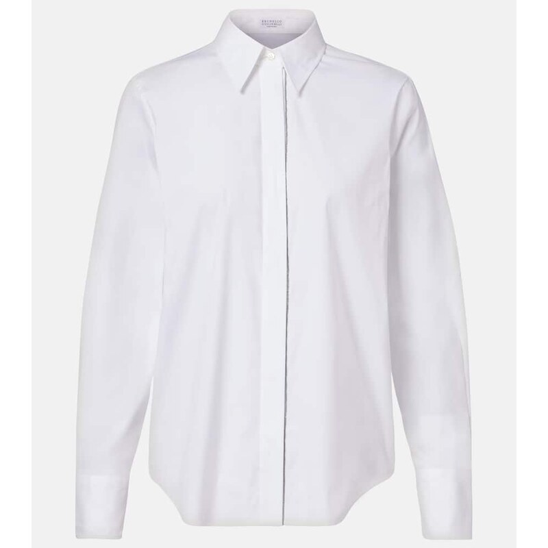 Brunello Cucinelli Monili cotton-blend poplin shirt