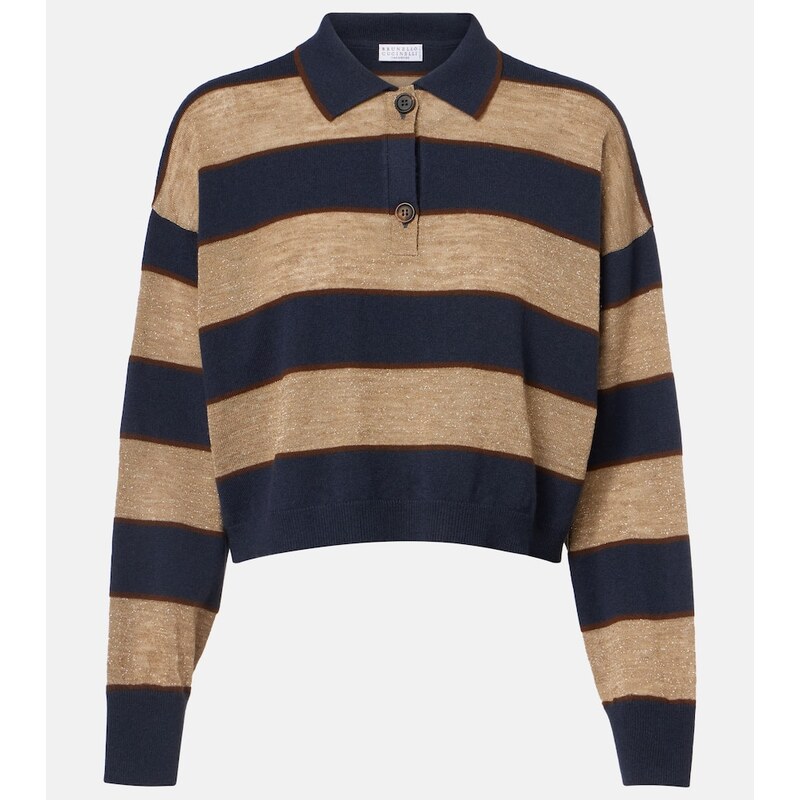 Brunello Cucinelli Wool, cashmere, and silk polo sweater