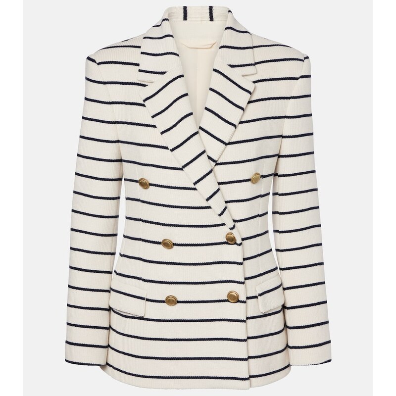 Brunello Cucinelli Knitted striped cotton blazer