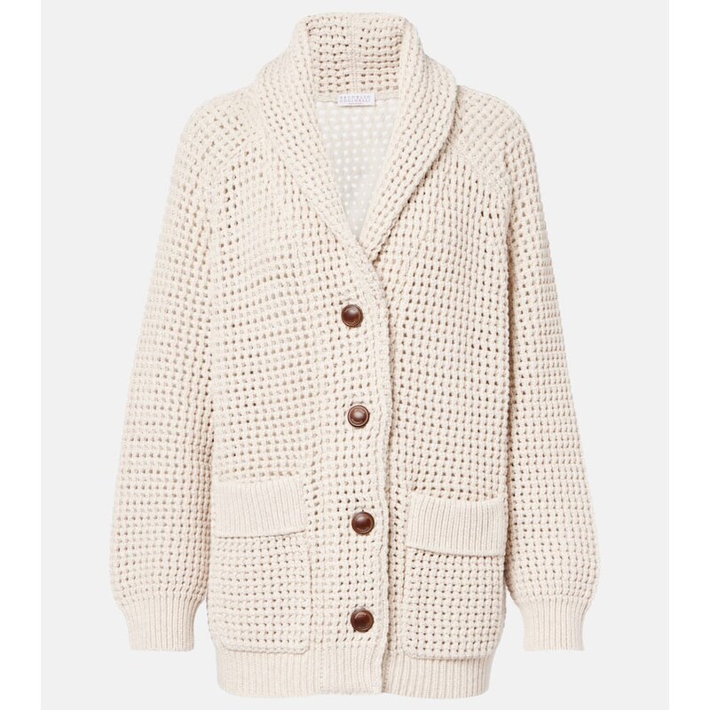 Brunello Cucinelli Open-knit cotton-blend cardigan