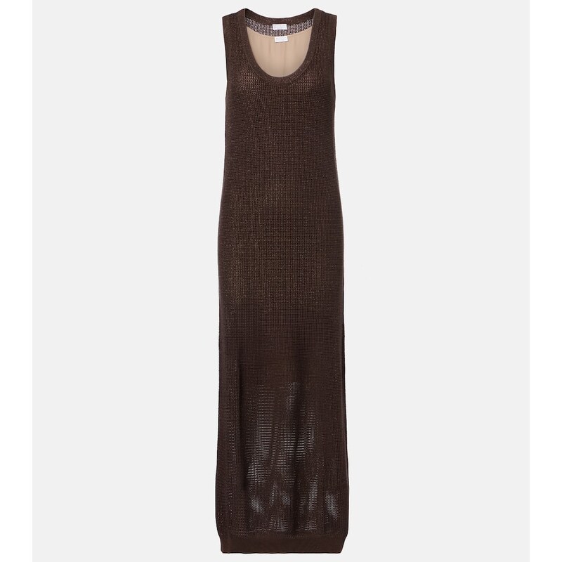 Brunello Cucinelli Open-knit cotton-blend maxi dress