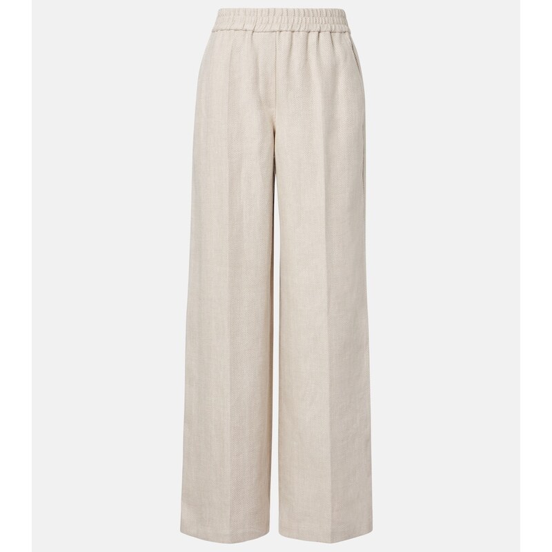 Brunello Cucinelli Linen and cotton wide-leg pants