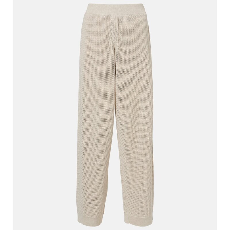 Brunello Cucinelli Knitted cotton-blend wide-leg pants
