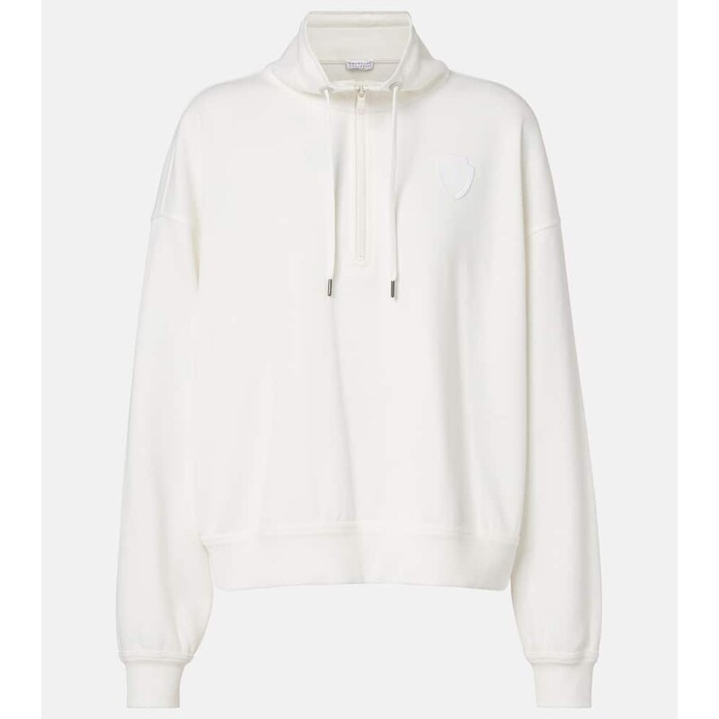 Brunello Cucinelli Cotton-blend zip-up sweatshirt