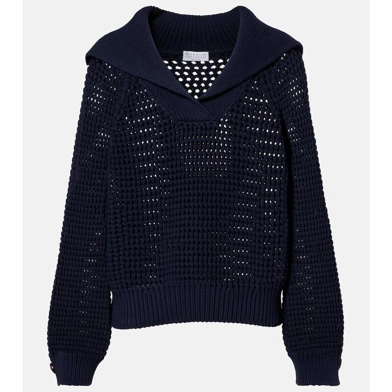 Brunello Cucinelli Cotton-blend polo sweater