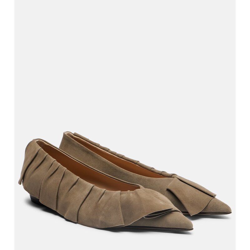 JW Anderson Ruffled suede ballerina flats