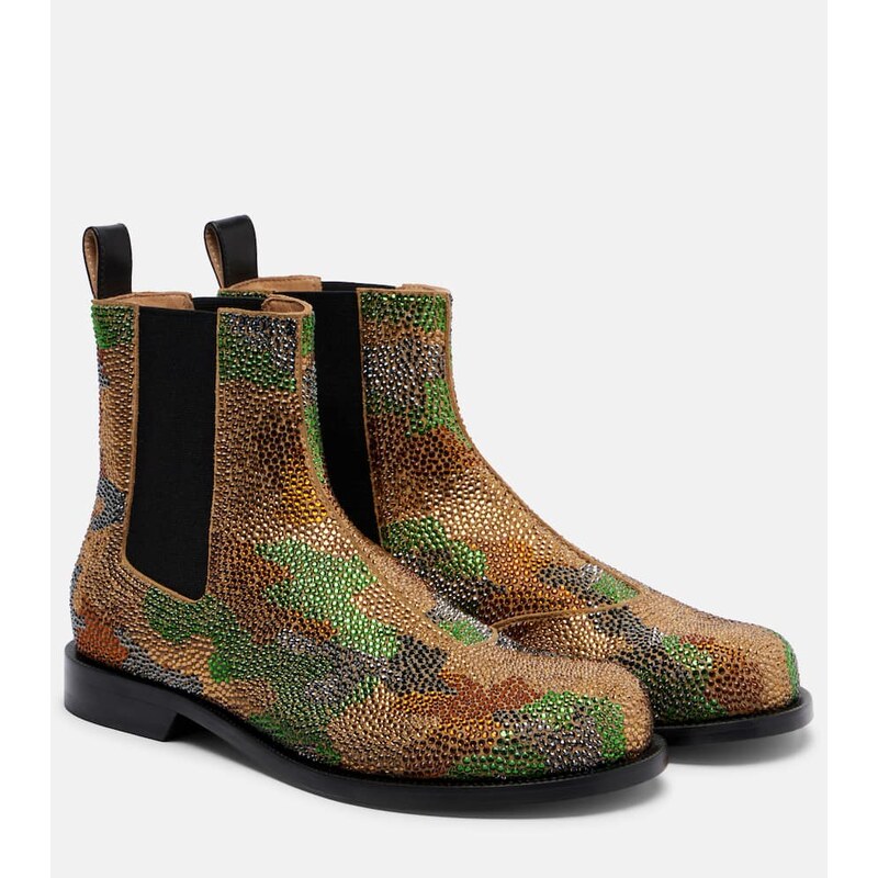 JW Anderson Camouflage embellished suede Chelsea boots