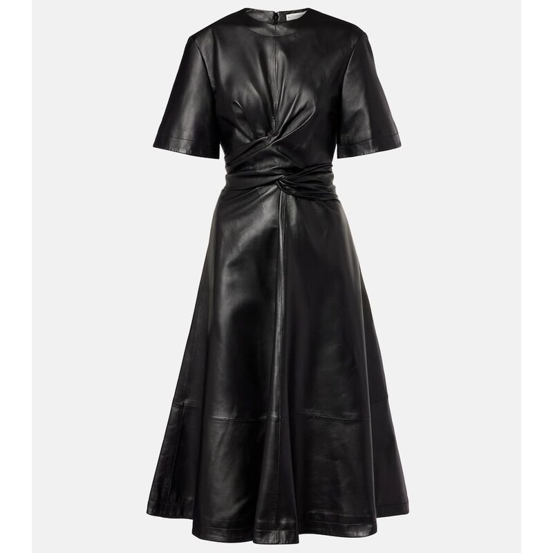 Altuzarra Gathered leather midi dress