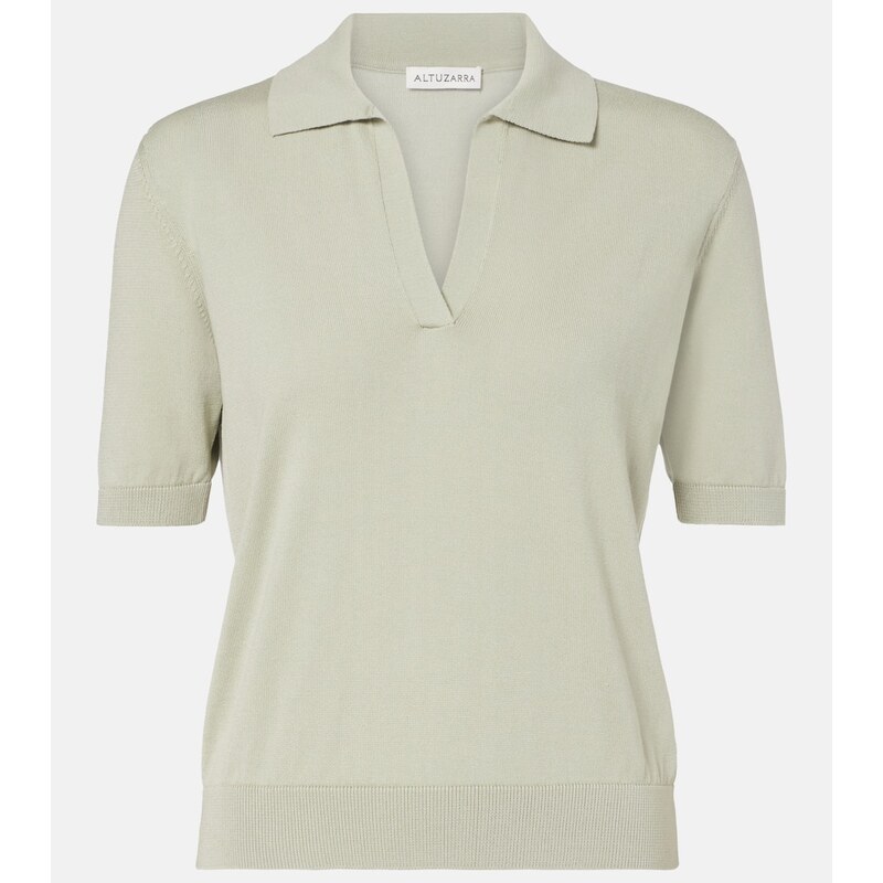 Altuzarra Clay cropped cotton and silk polo sweater