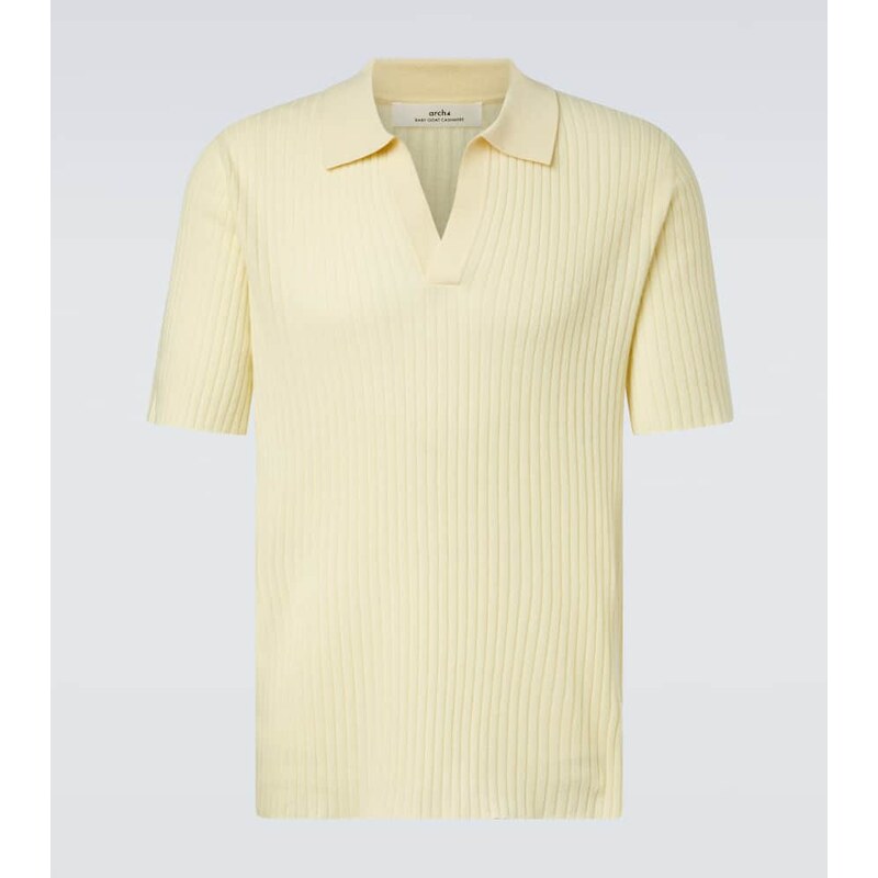 Arch4 Ribbed-knit cashmere polo shirt