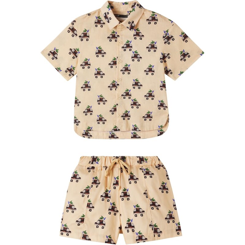 Fábula Printed cotton shirt and shorts set
