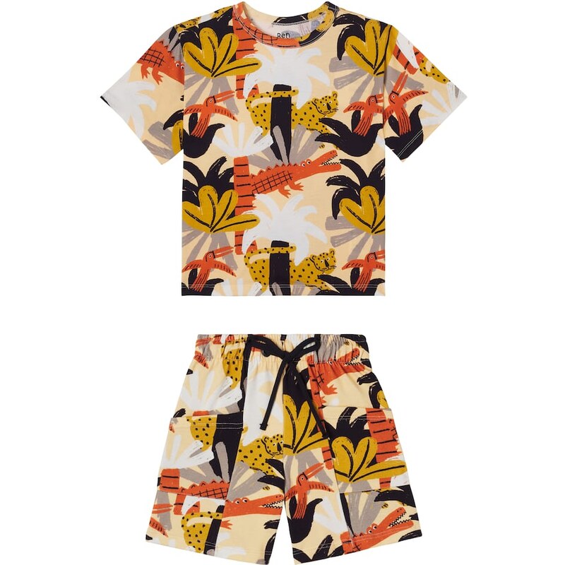 Fábula Printed cotton T-shirt and shorts set