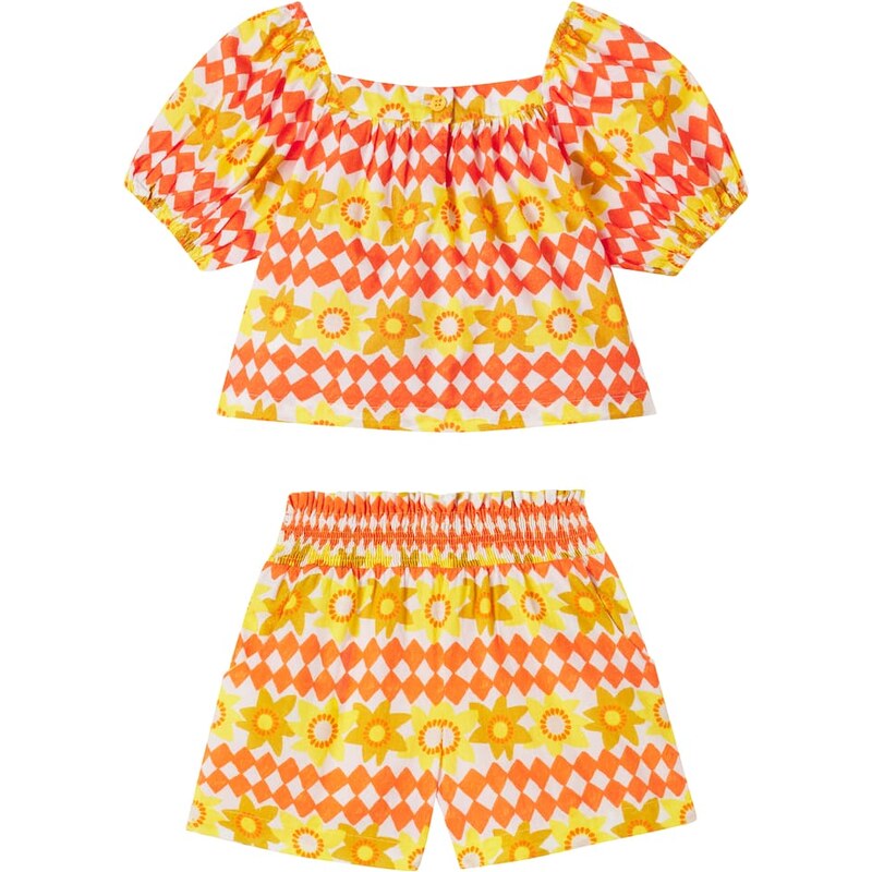 Fábula Printed cotton top and shorts set