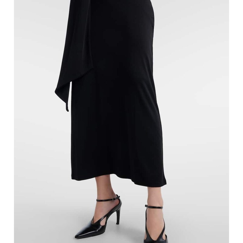 Ami Paris Tie-neck jersey midi dress