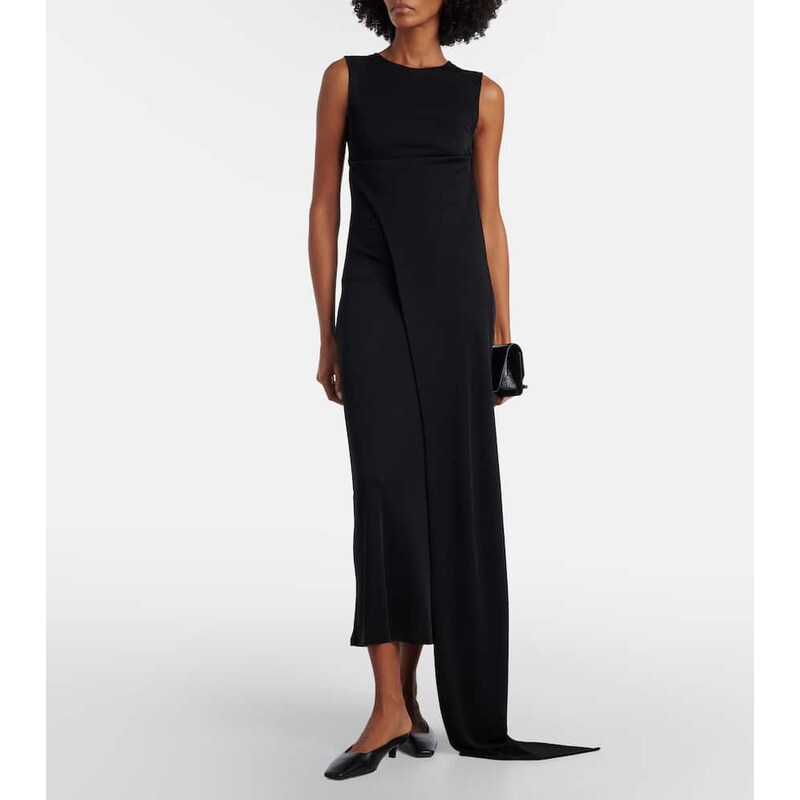 Ami Paris Tie-neck jersey midi dress
