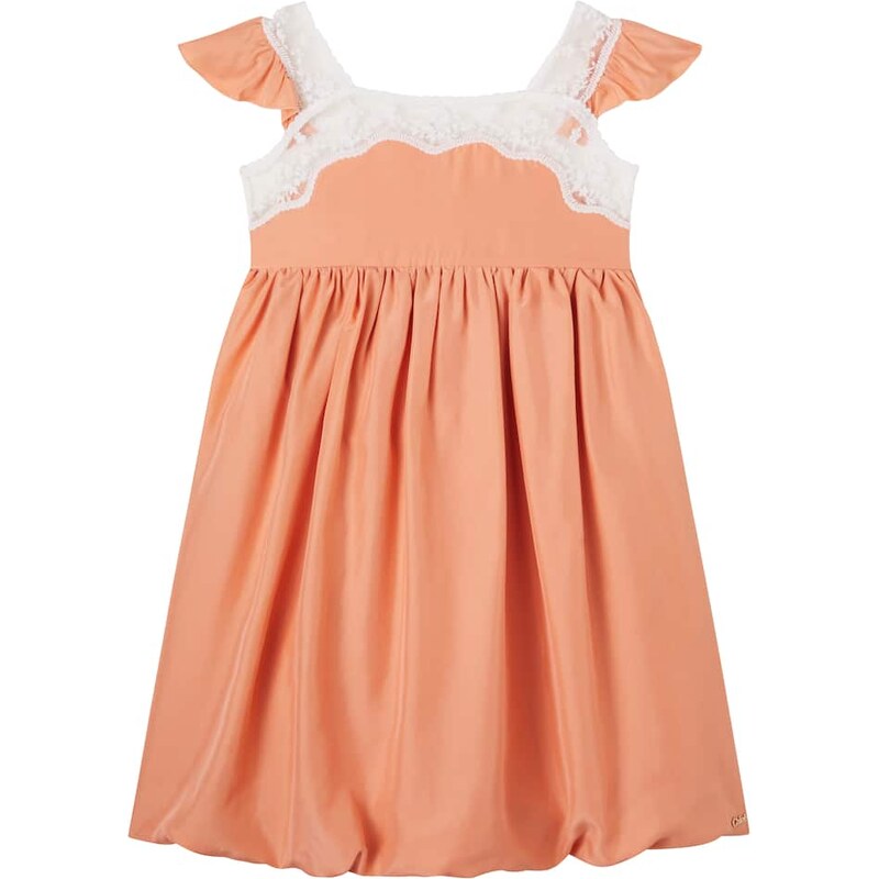 Chloe Kids ChloÃ Kids Lace-trimmed silk dress