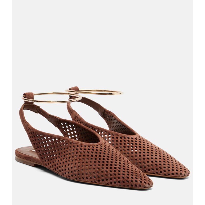 Jil Sander Perforated suede slingback flats