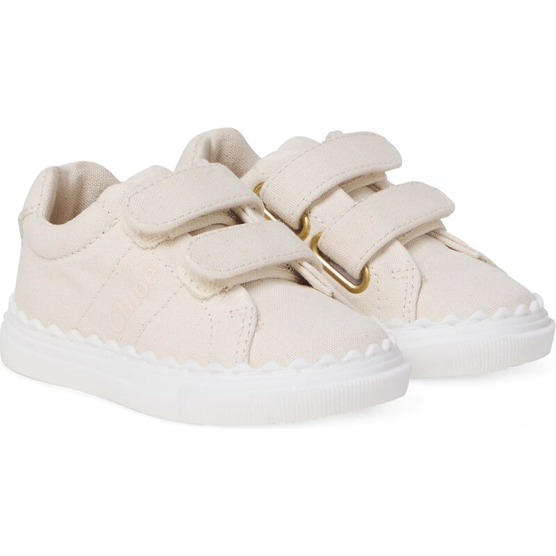 Chloé Kids Baby logo scalloped canvas sneakers
