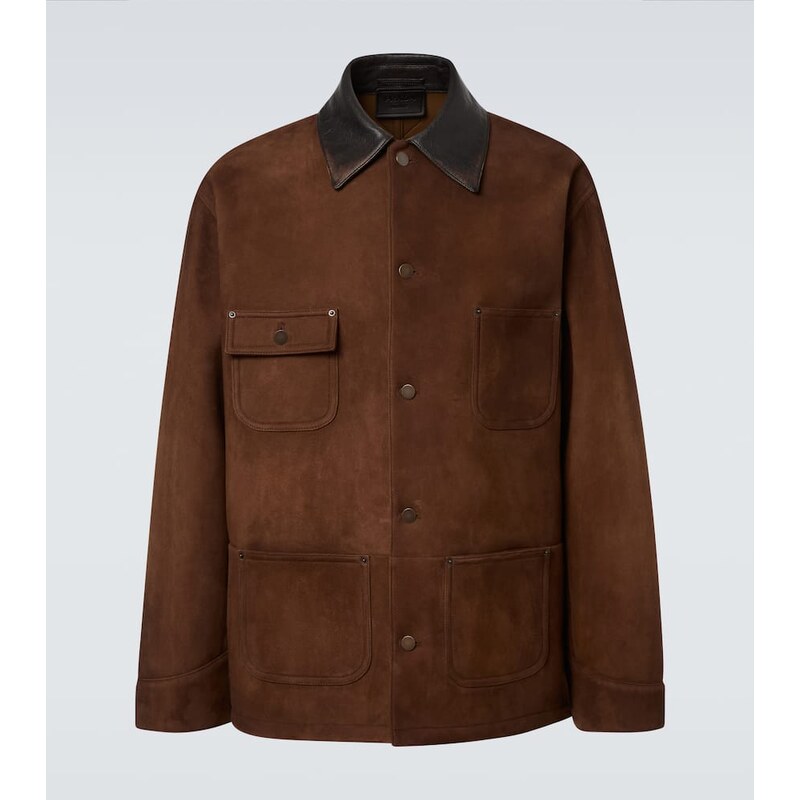 Prada Leather-trimmed suede jacket