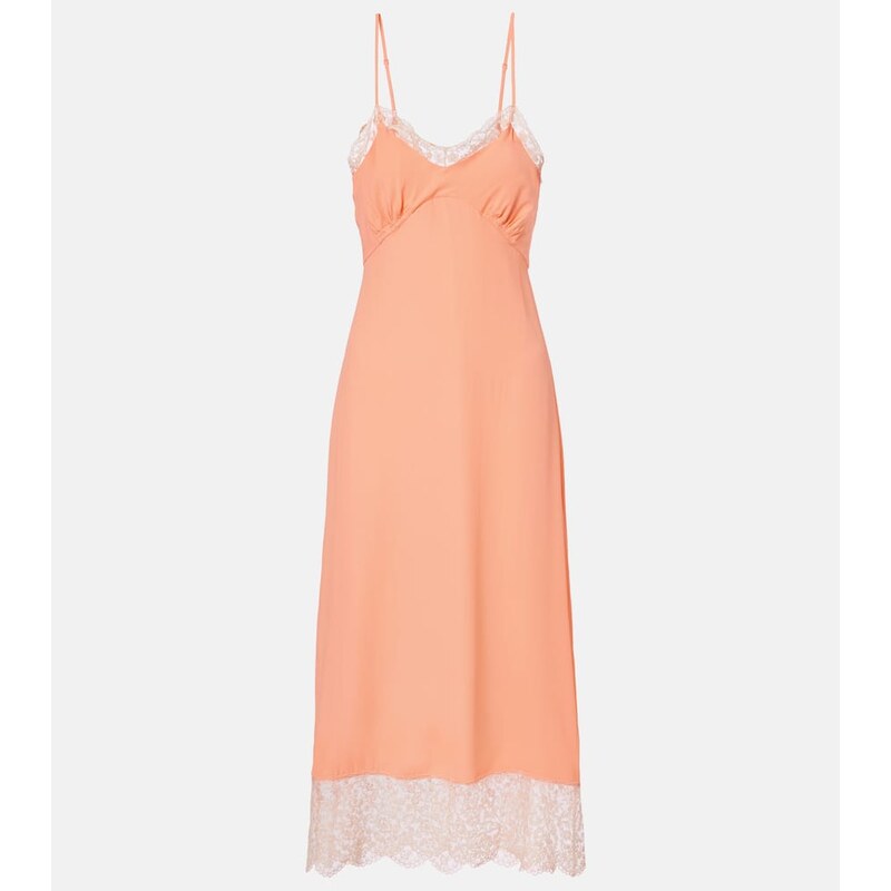 Simone Rocha Lace-trimmed crÃªpe de chine slip dress