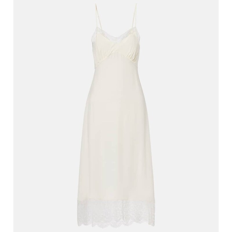 Simone Rocha Lace-trimmed crÃªpe de chine slip dress