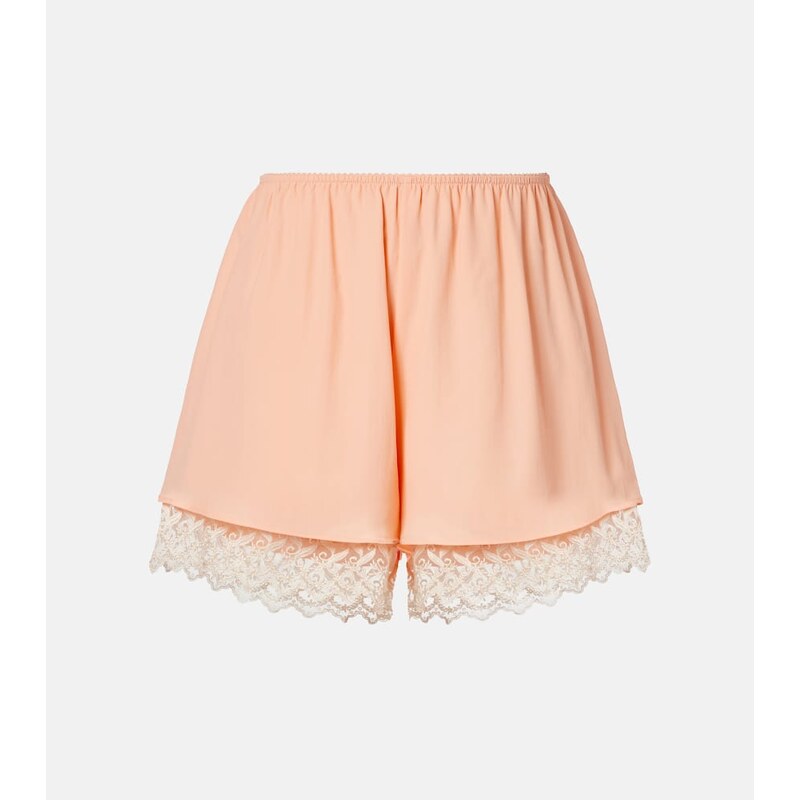 Simone Rocha Lace-trimmed satin shorts