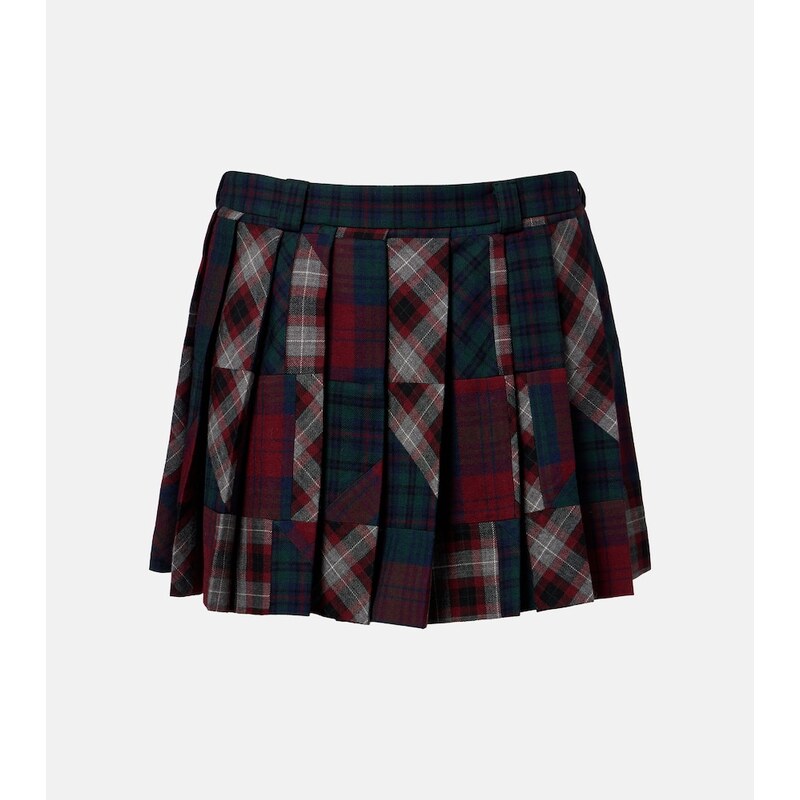 Miu Miu Patchwork plaid suknička z vlny ve více barvách