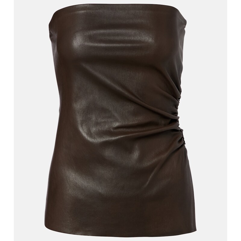 Kůžový bustier Stouls Laya v barvě Cocoa