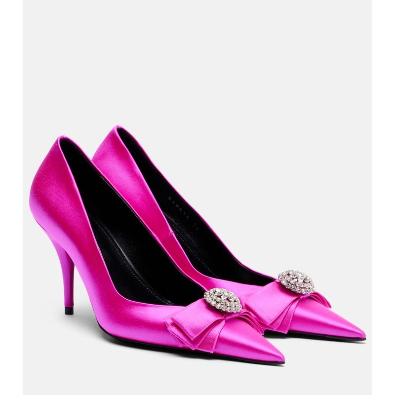 Balenciaga Avenue Palazzo 90 embellished satin pumps