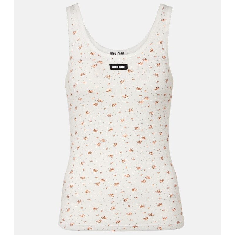 Miu Miu Floral cotton jersey tank top