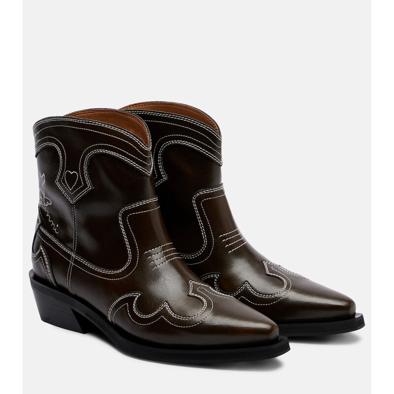 Ganni Embroidered cowboy boots