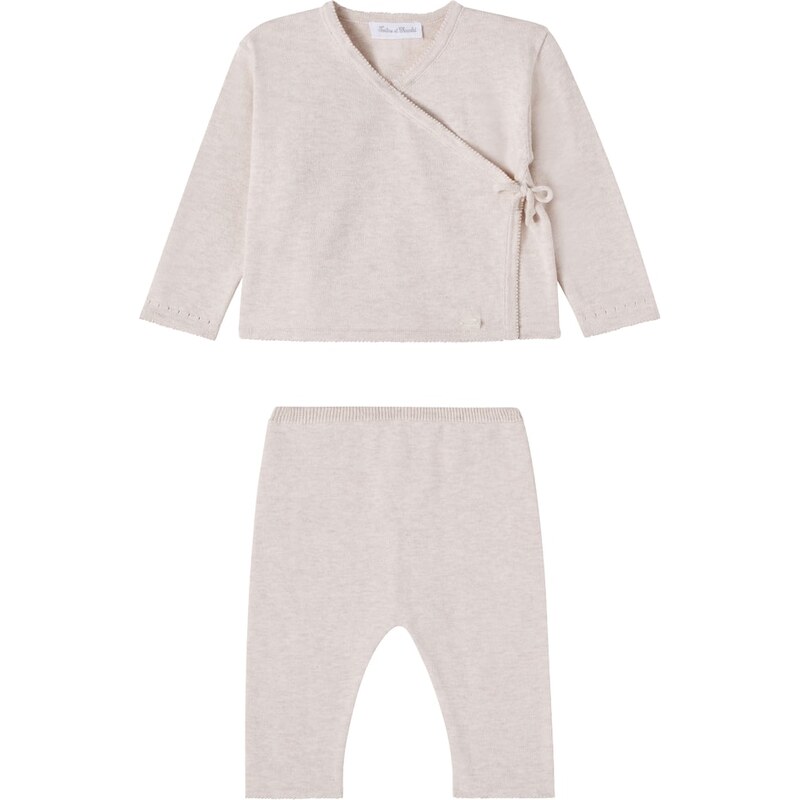Tartine et Chocolat Baby cotton wrap cardigan and pants set