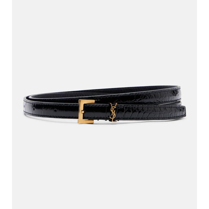 Saint Laurent Cassandre croc-effect leather belt