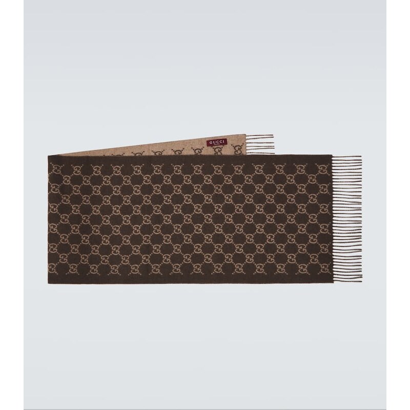 Gucci GG fringed cashmere scarf