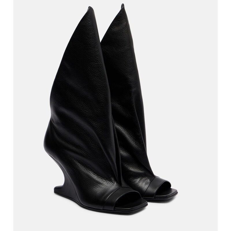 Rick Owens Cantilever leather peep-toe boots