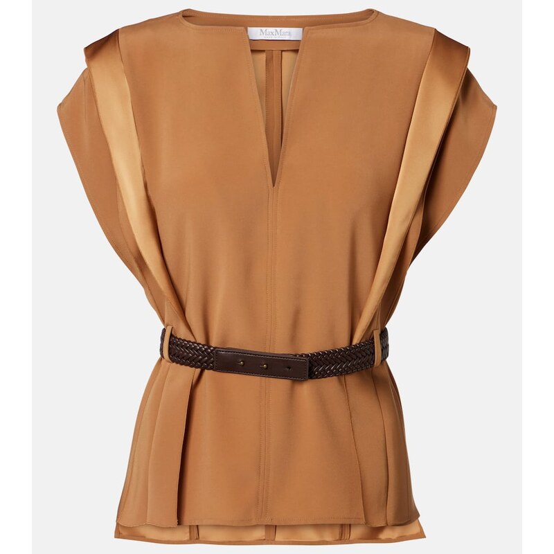 Max Mara Belted crÃªpe top