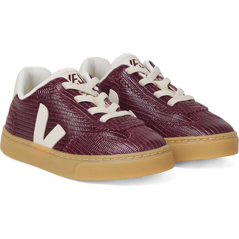 Veja Kids Volley suede-trimmed leather sneakers