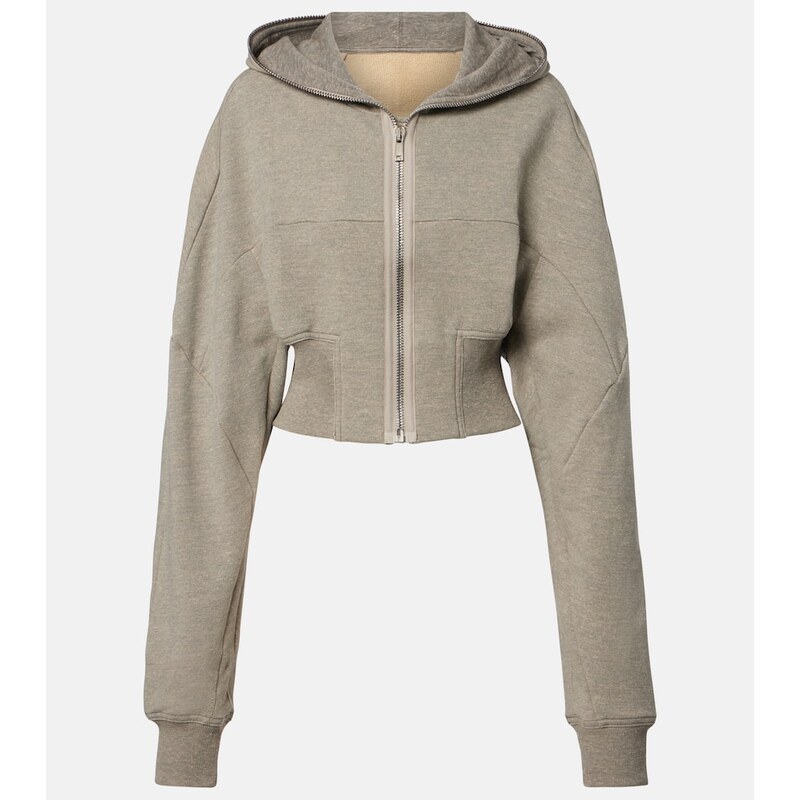 Rick Owens Cropped cotton-blend jersey hoodie