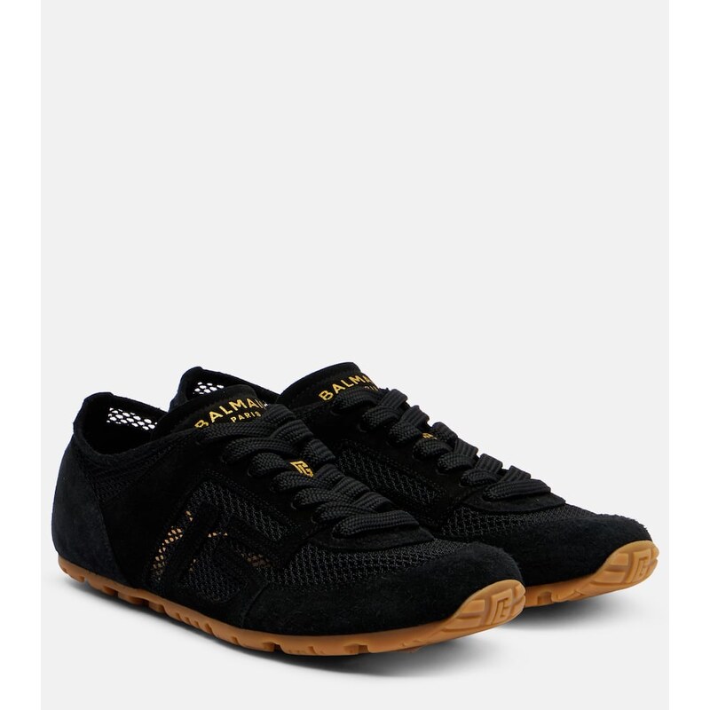 Balmain Runner suede-trimmed sneakers