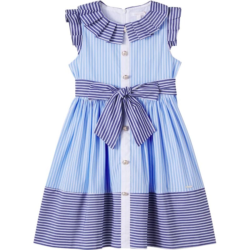 Patachou Bow-detail striped cotton shirt dress