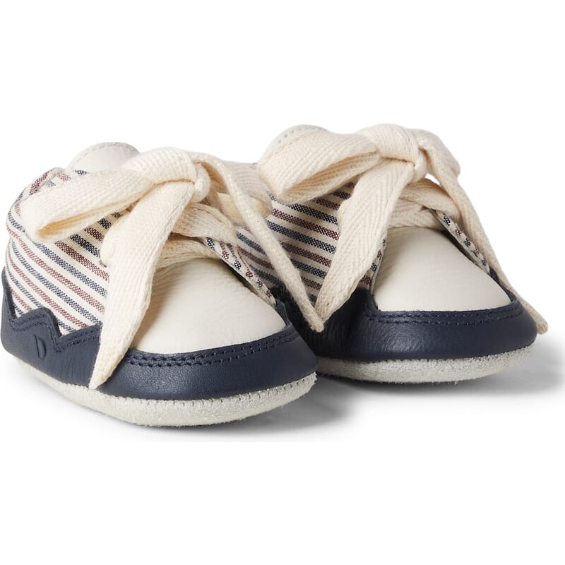 Donsje Baby Pluksel leather-trimmed striped booties