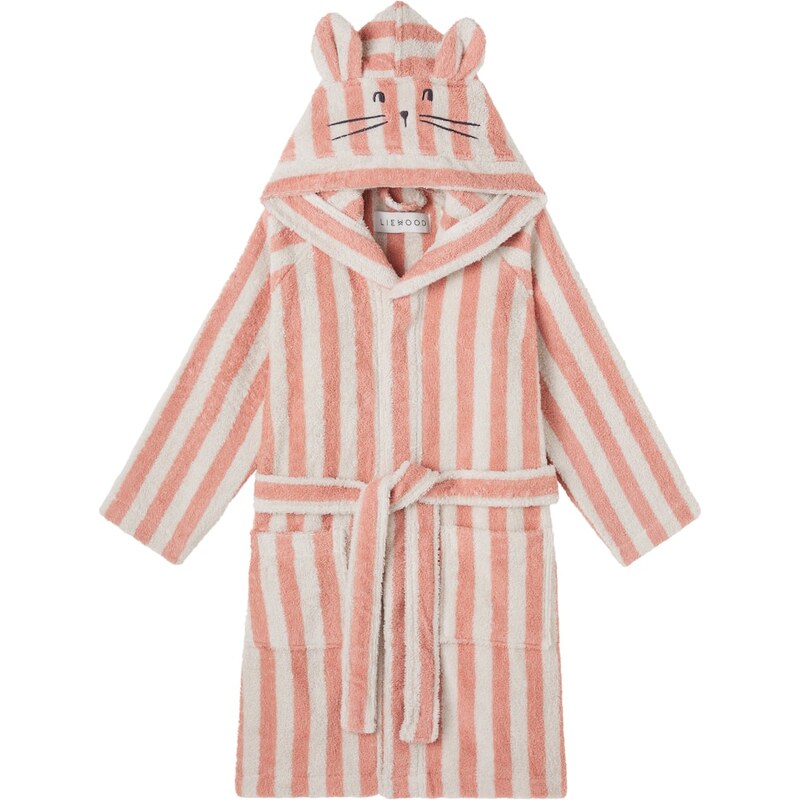 Liewood Striped cotton terry bathrobe
