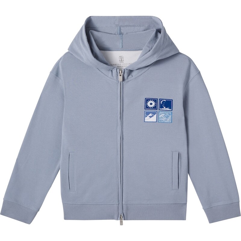 Brunello Cucinelli Kids Printed cotton zip-up hoodie