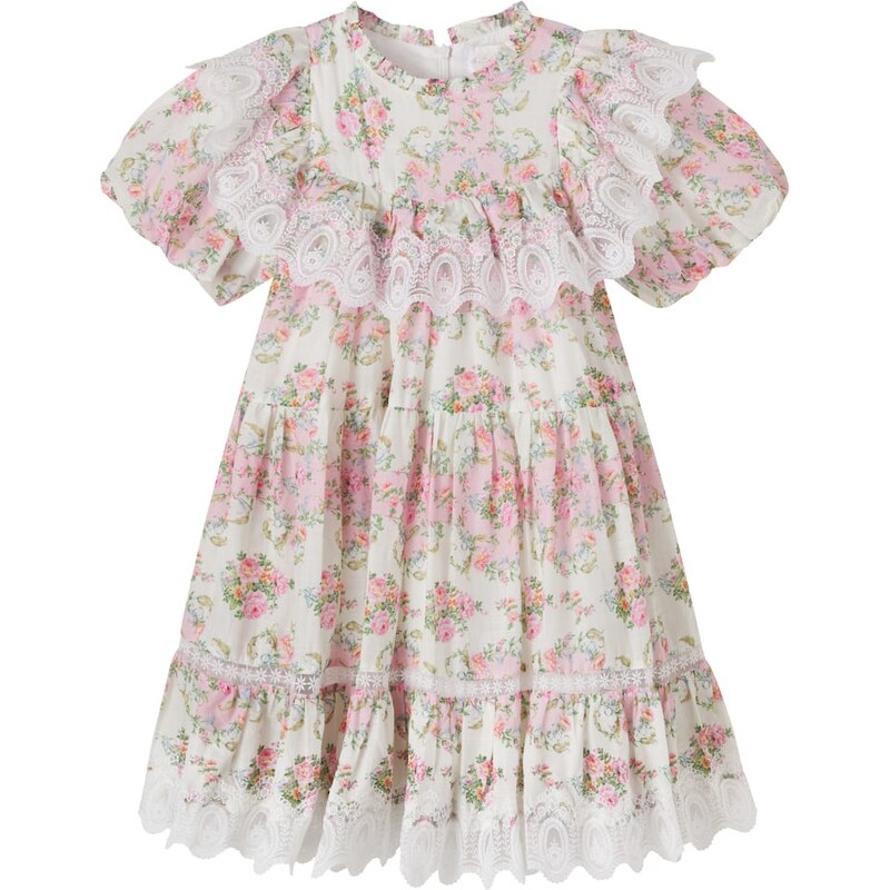 Petite Amalie Lace-trimmed floral cotton dress