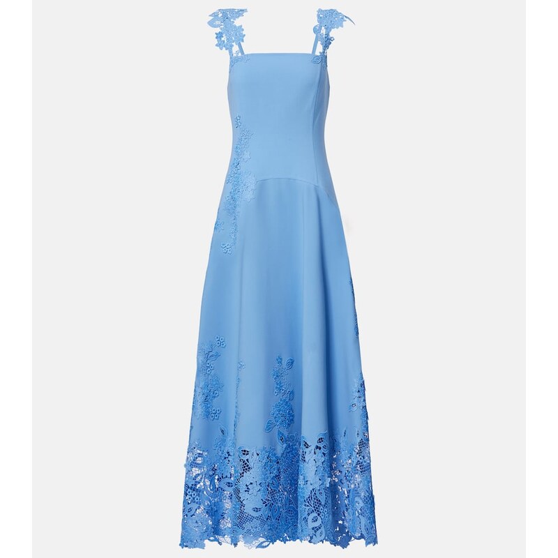 Oscar de la Renta Porcelain wool-blend guipure midi dress