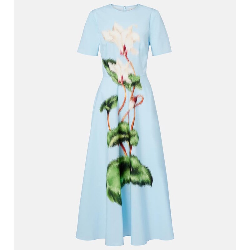 Oscar de la Renta Printed cotton-blend midi dress
