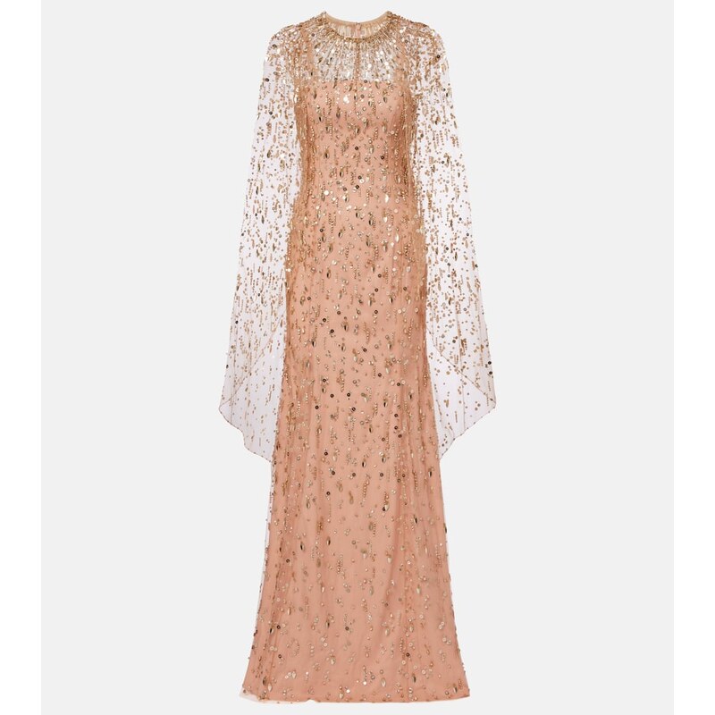 Jenny Packham Hestia embellished caped gown