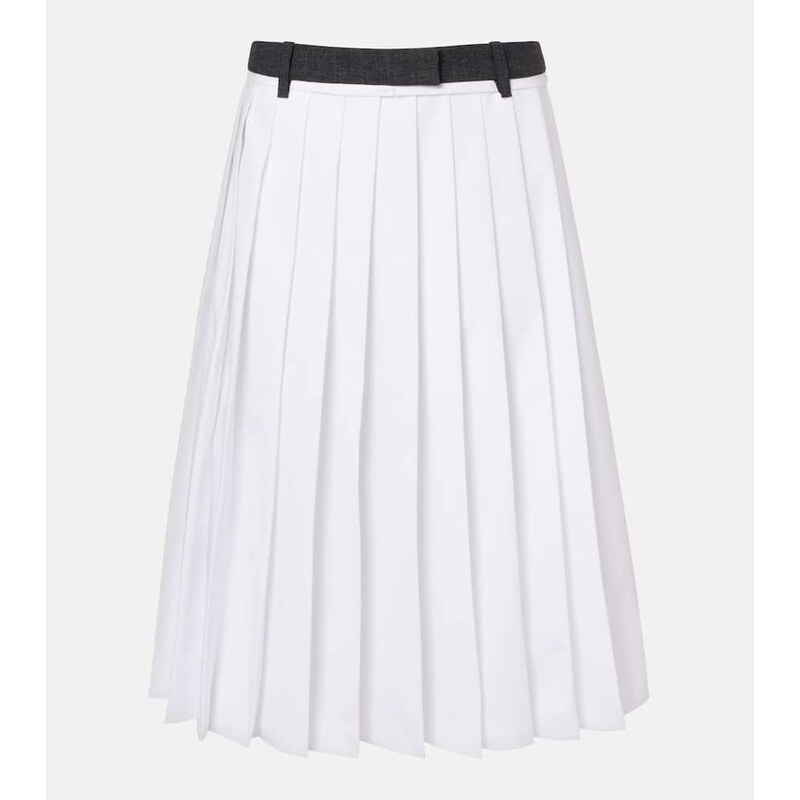 Prada Pleated cotton midi skirt
