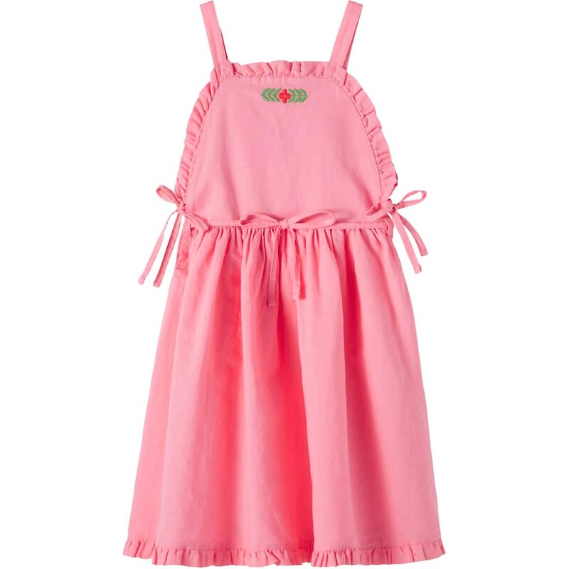 Cozmo Dalina embroidered ruffled linen and cotton dress
